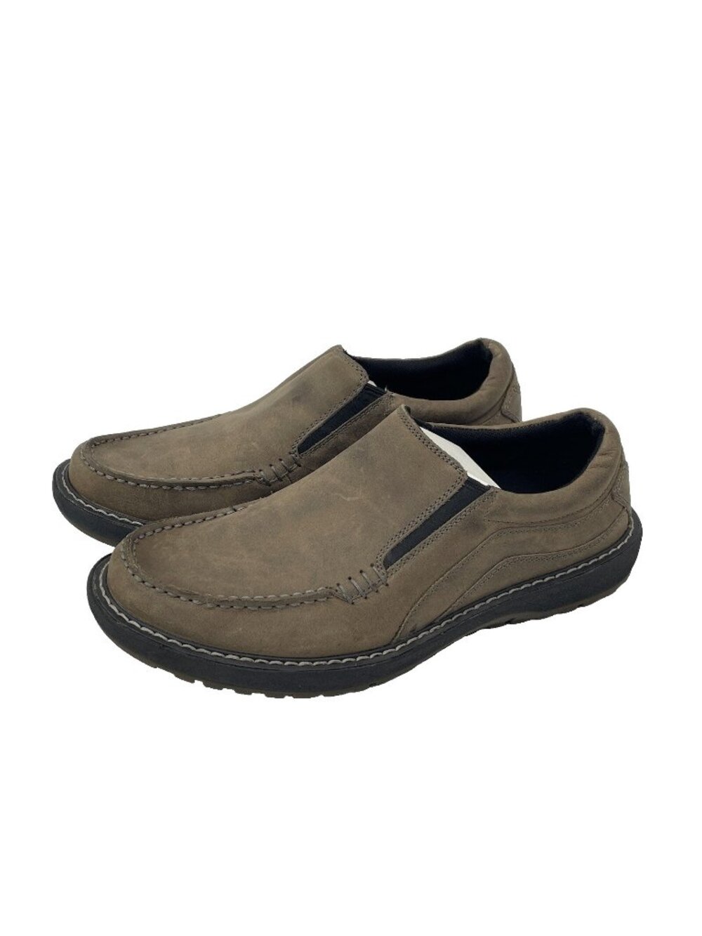 ABEO Brown Casual Leather Slip On Driving Moc Toe Loafers Boat Shoes Men's 9